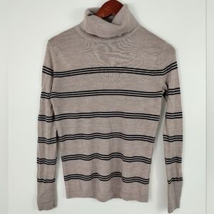 Banana Republic Factory Merino Wool Striped Turtleneck Sweater Size Medium